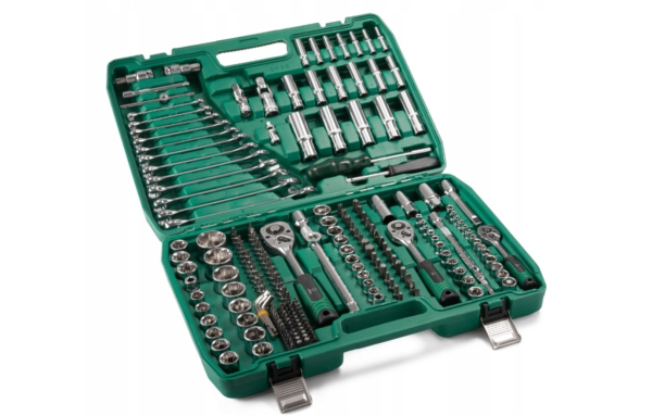 DUŻY ZESTAW KLUCZE NASADOWE 216 el 1/2" 3/8" 1/4 WALIZKA stal Profesjonalne